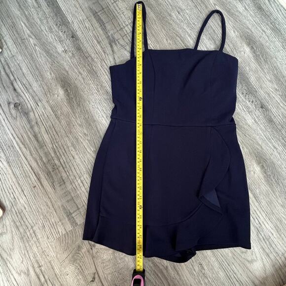 Crystal Doll Navy Ruffle Wrap Romper Spaghetti Strap Zip Back Size M Medium - Picture 10 of 12
